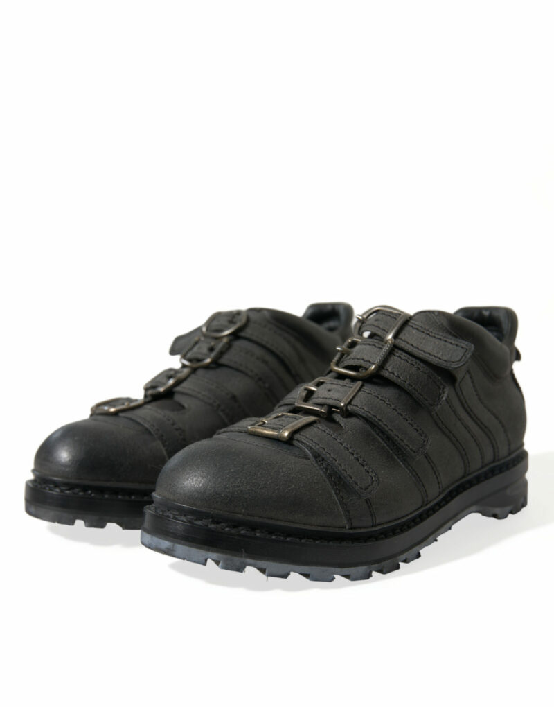 Dolce & Gabbana Black Leather Ankle Strap Boots - Image 3