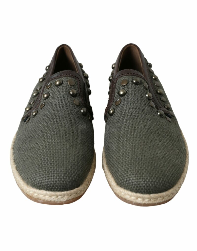 Dolce & Gabbana Studded Canvas Loafer Slipper Shoes - Image 2