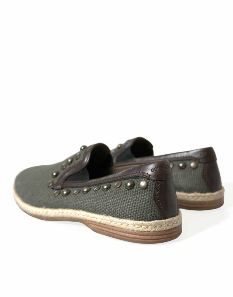Dolce & Gabbana Studded Canvas Loafer Slipper Shoes - Image 4