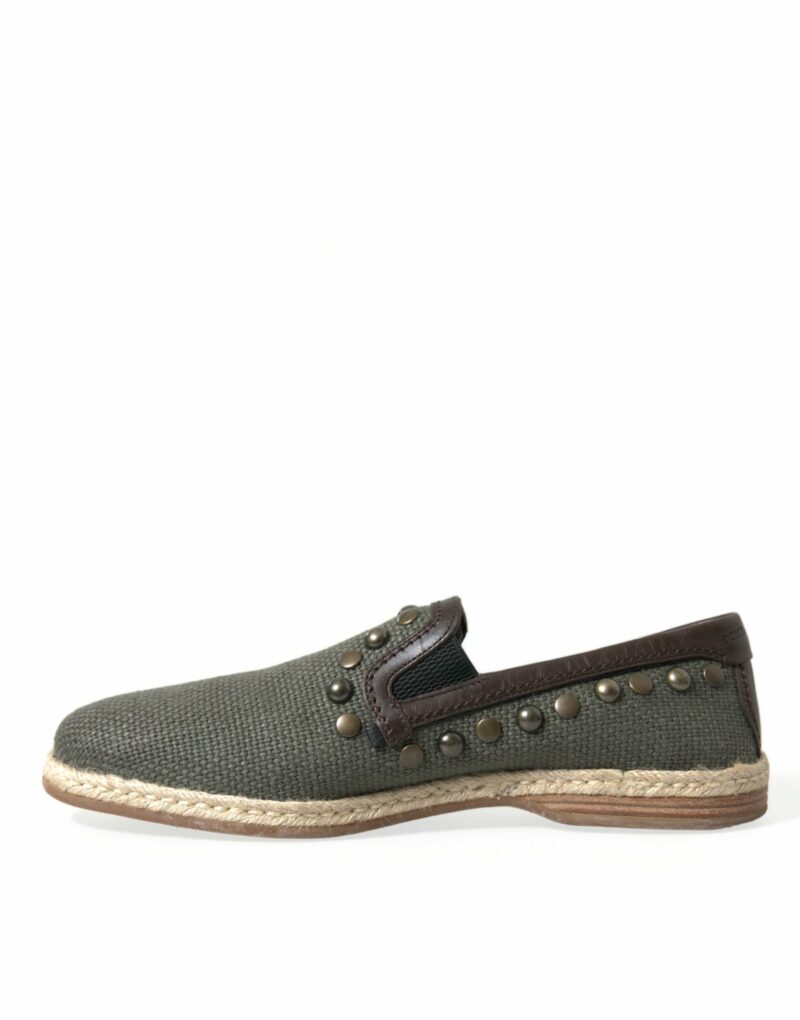 Dolce & Gabbana Studded Canvas Loafer Slipper Shoes - Image 5