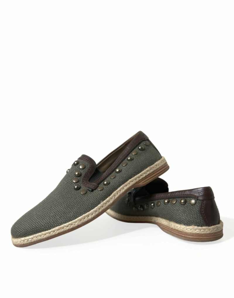Dolce & Gabbana Studded Canvas Loafer Slipper Shoes - Image 7