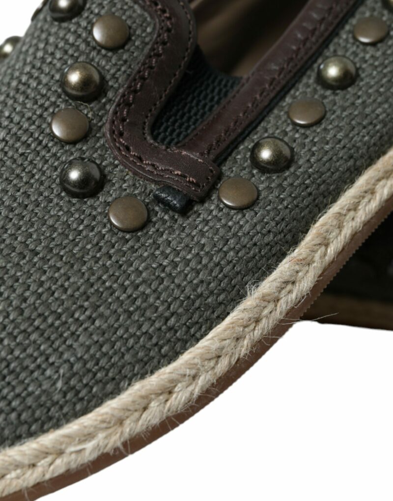 Dolce & Gabbana Studded Canvas Loafer Slipper Shoes - Image 8