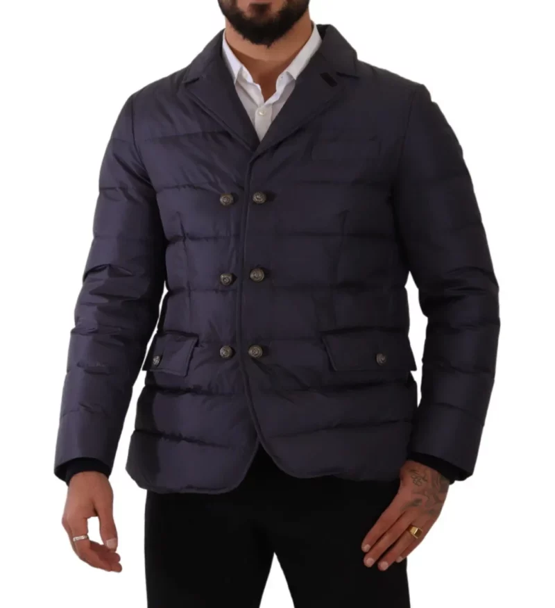 Dolce & Gabbana Elegant Dark Blue Silk Blend Jacket - Image 2