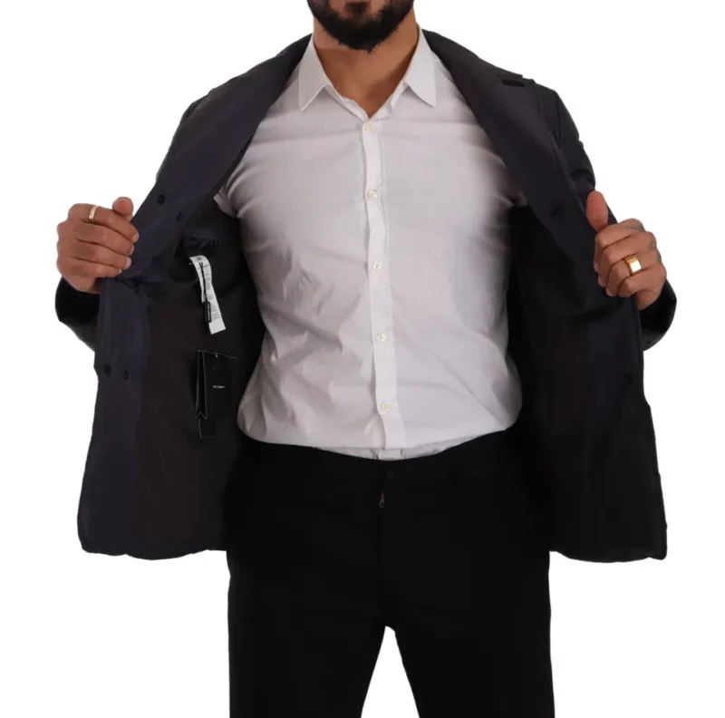 Dolce & Gabbana Elegant Dark Blue Silk Blend Jacket - Image 6
