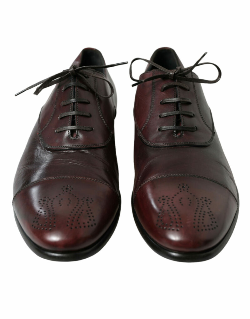 Dolce & Gabbana Elegant Burgundy Leather Derby Shoes - Image 2