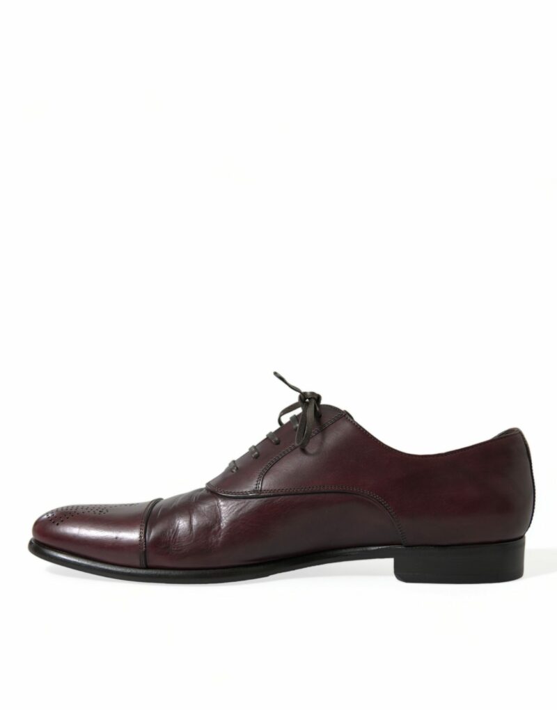 Dolce & Gabbana Elegant Burgundy Leather Derby Shoes - Image 5