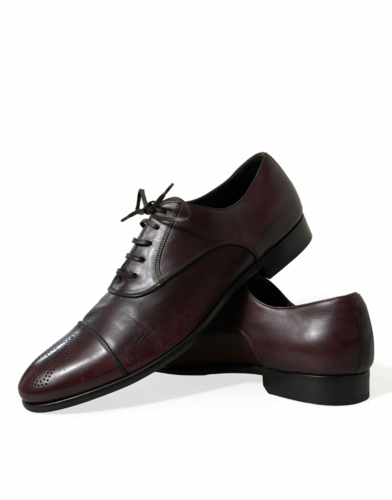 Dolce & Gabbana Elegant Burgundy Leather Derby Shoes - Image 7