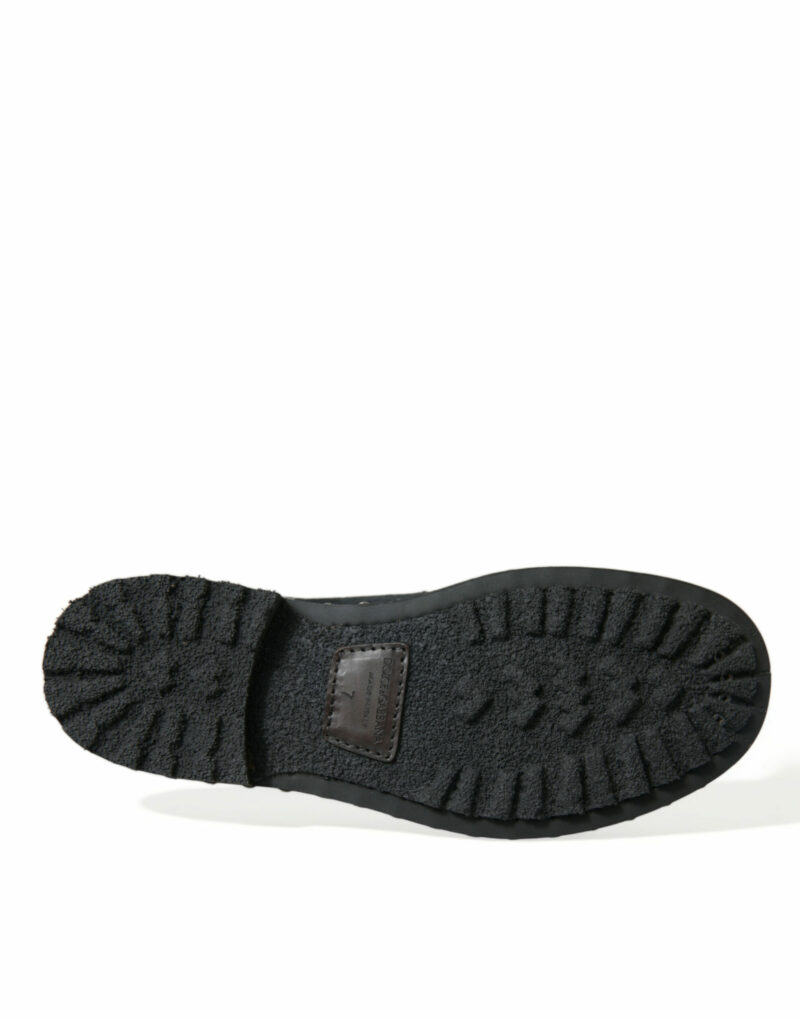 Dolce & Gabbana Elegant Black Calf Fur Derby Shoes - Image 6