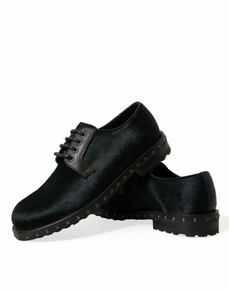 Dolce & Gabbana Elegant Black Calf Fur Derby Shoes - Image 7