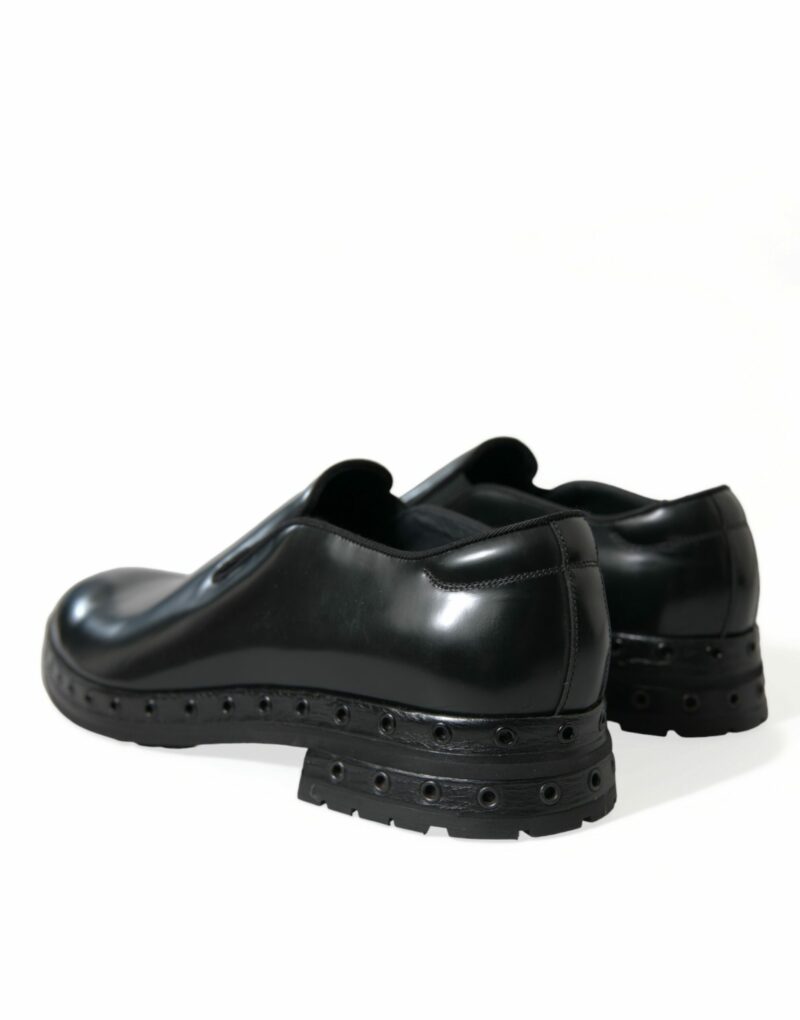 Dolce & Gabbana Elegant Black Leather Studded Loafers - Image 4