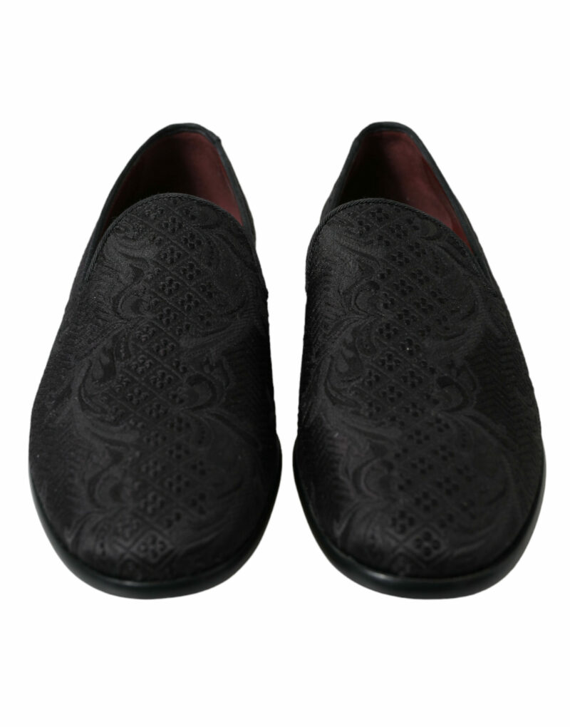 Dolce & Gabbana Elegant Black Brocade Dress Loafers - Image 2