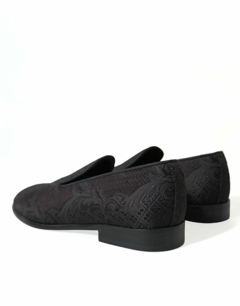 Dolce & Gabbana Elegant Black Brocade Dress Loafers - Image 4