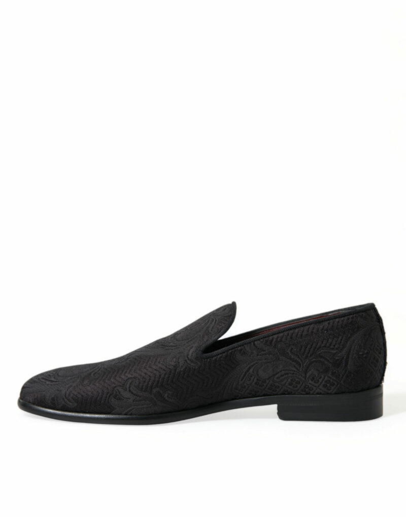 Dolce & Gabbana Elegant Black Brocade Dress Loafers - Image 5