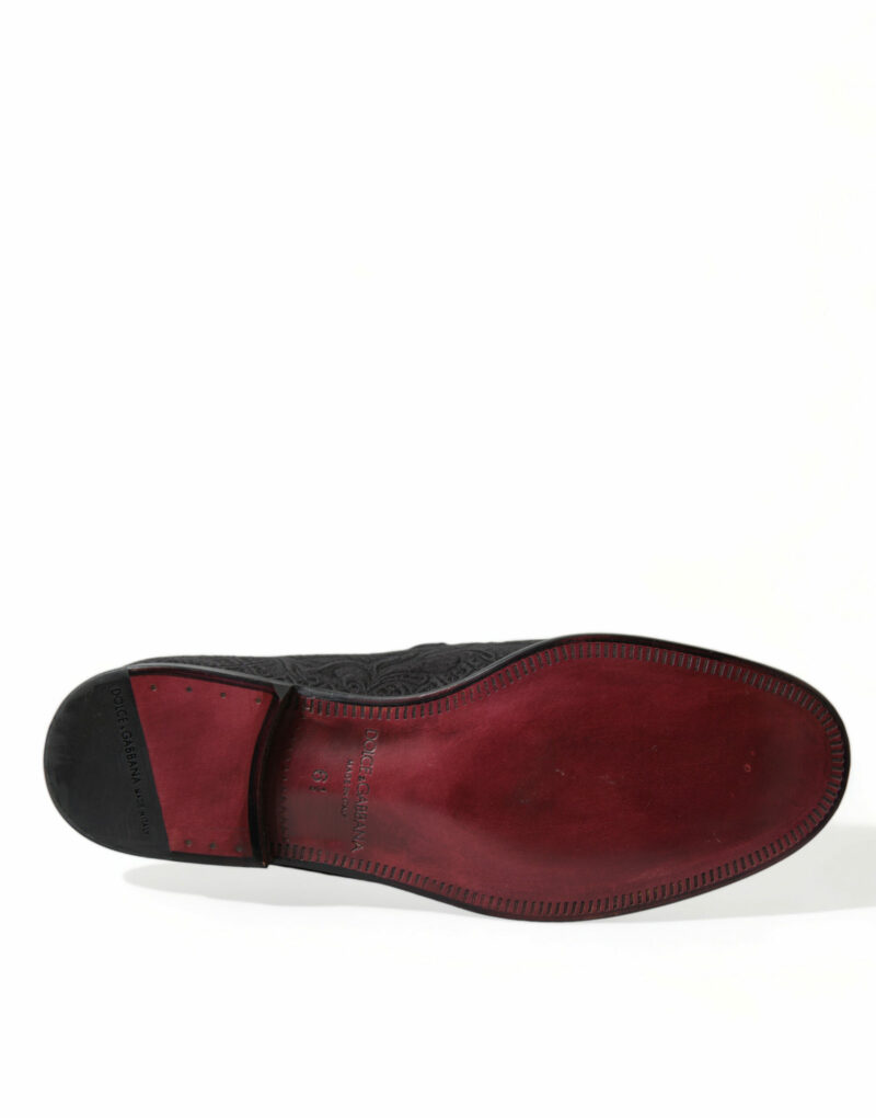 Dolce & Gabbana Elegant Black Brocade Dress Loafers - Image 6