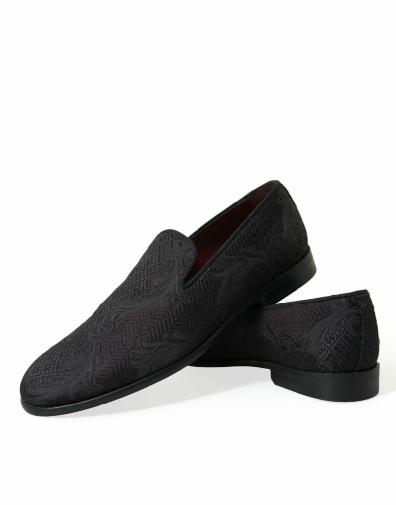 Dolce & Gabbana Elegant Black Brocade Dress Loafers - Image 7