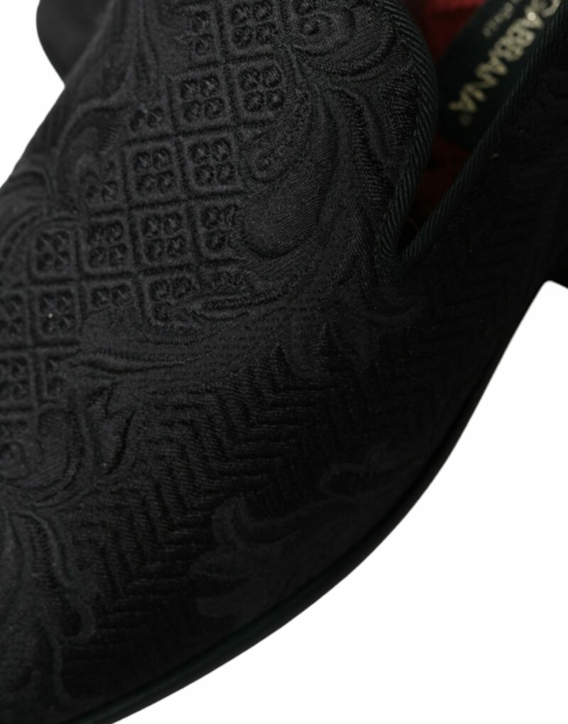 Dolce & Gabbana Elegant Black Brocade Dress Loafers - Image 8