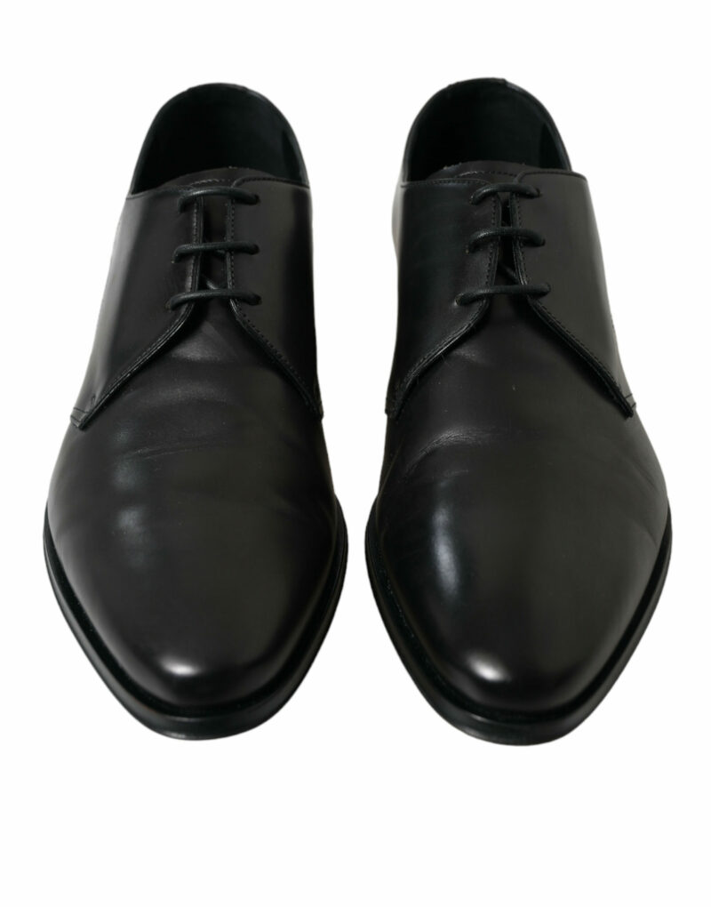 Dolce & Gabbana Elegant Black Leather Derby Dress Shoes - Image 2