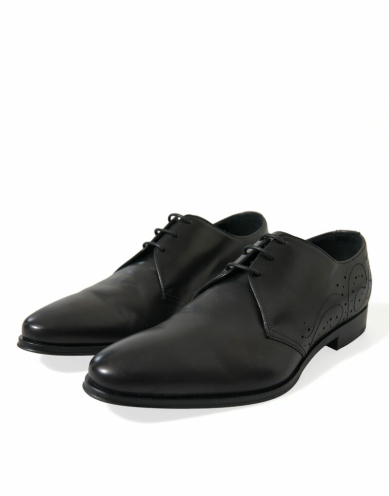 Dolce & Gabbana Elegant Black Leather Derby Dress Shoes - Image 3