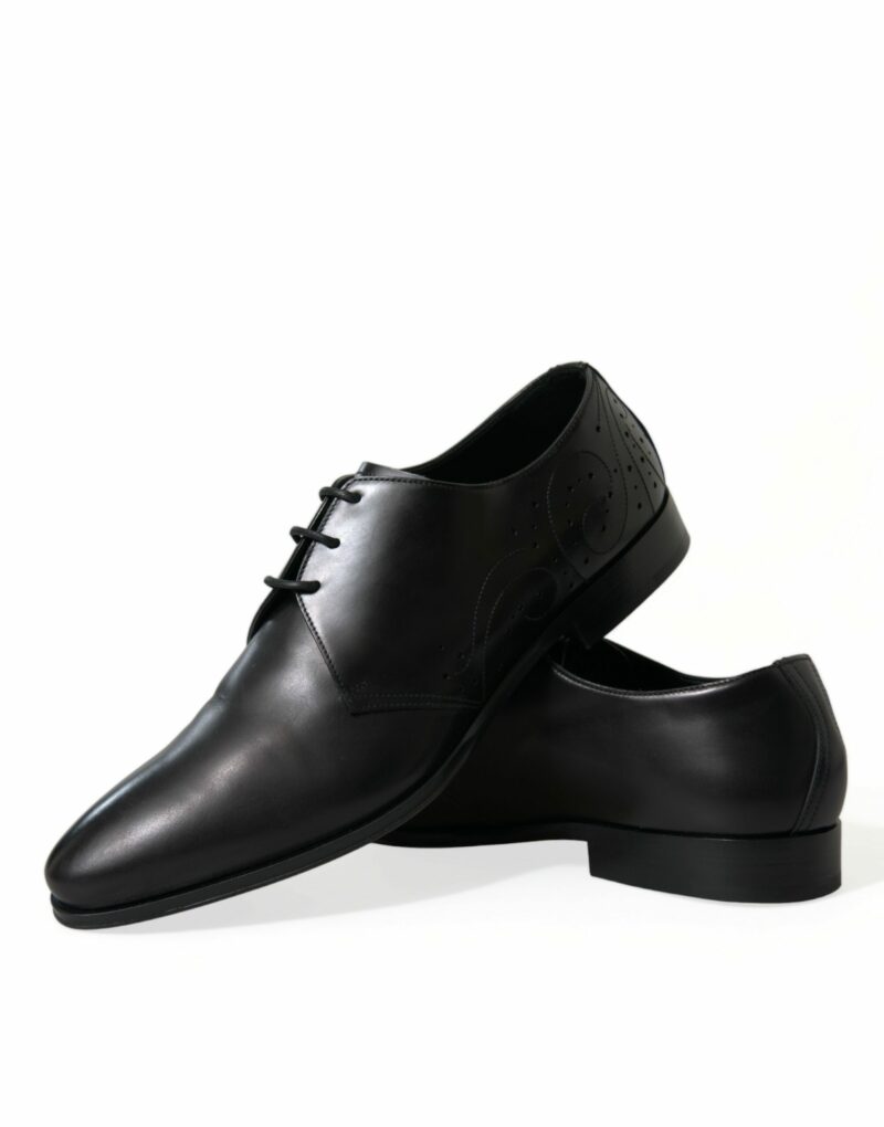 Dolce & Gabbana Elegant Black Leather Derby Dress Shoes - Image 7