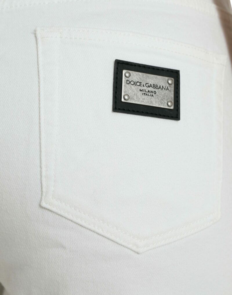 Dolce & Gabbana Elegant White Mid-Waist Denim Cropped Jeans - Image 3