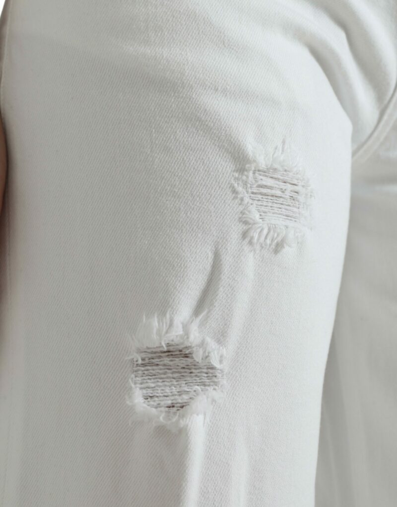 Dolce & Gabbana Elegant White Mid-Waist Denim Cropped Jeans - Image 4
