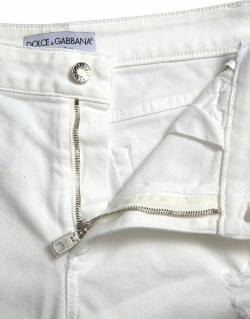 Dolce & Gabbana Elegant White Mid-Waist Denim Cropped Jeans - Image 5