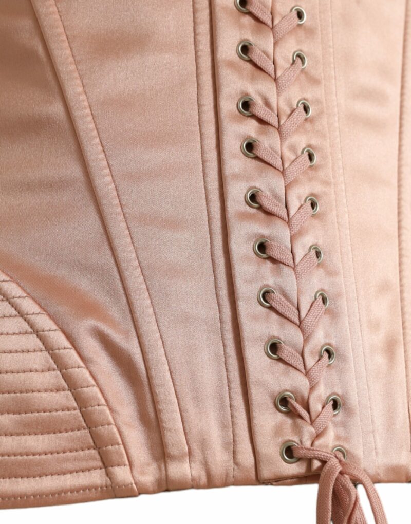 Dolce & Gabbana Elegant Pink Lace-Up Corset Belt - Image 3
