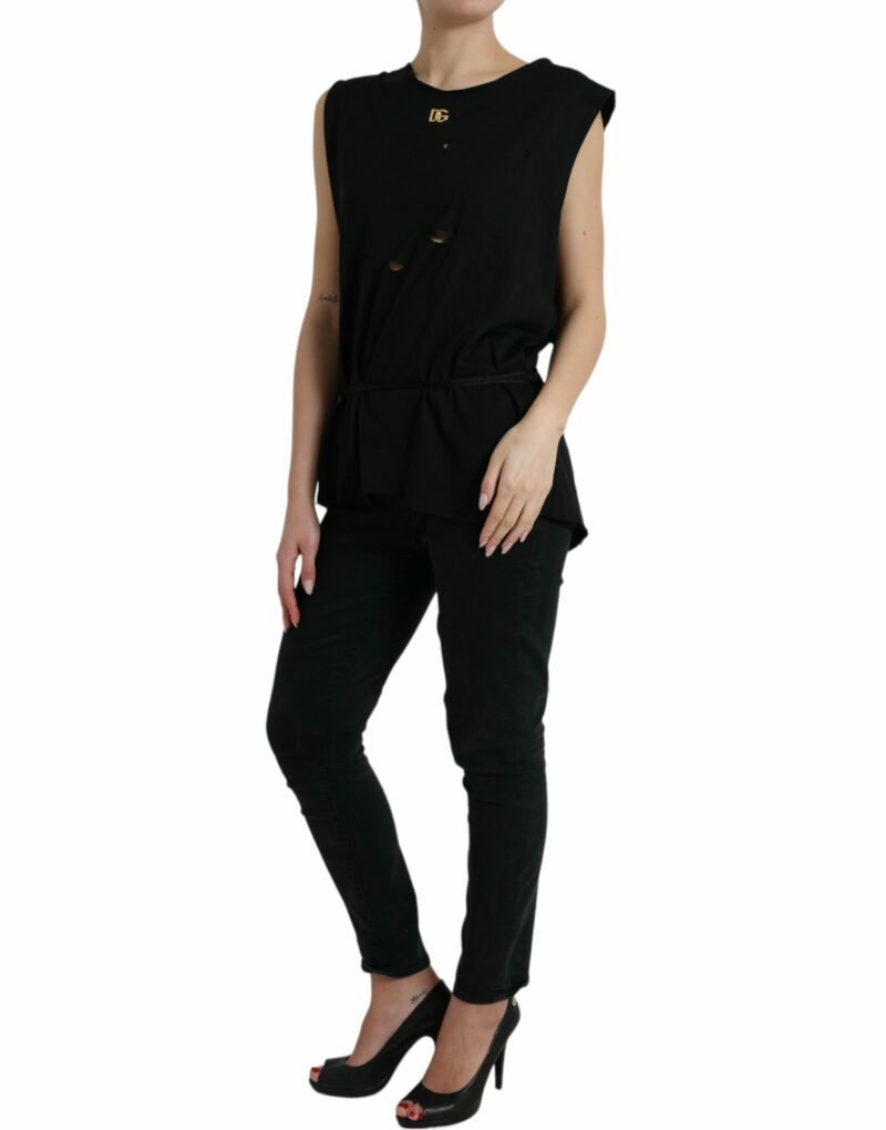 Dolce & Gabbana Elegant Black Round Neck Tank Top - Image 2