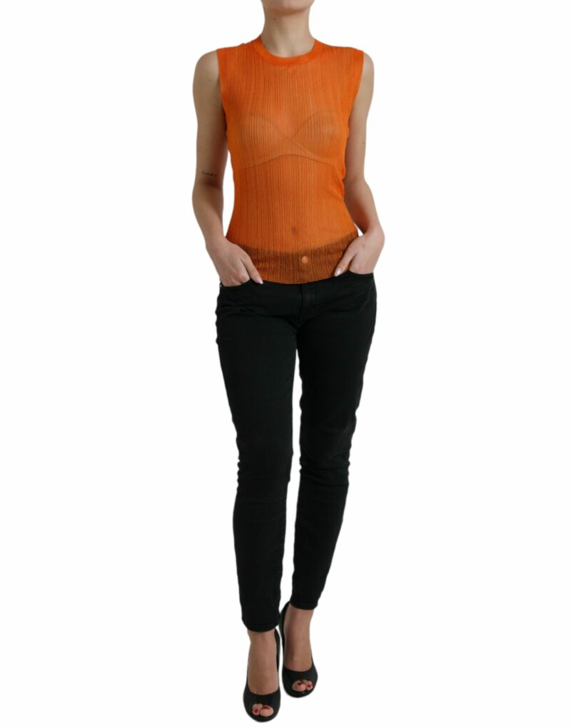 Dolce & Gabbana Chic Orange Crew Neck Tank Top - Image 3