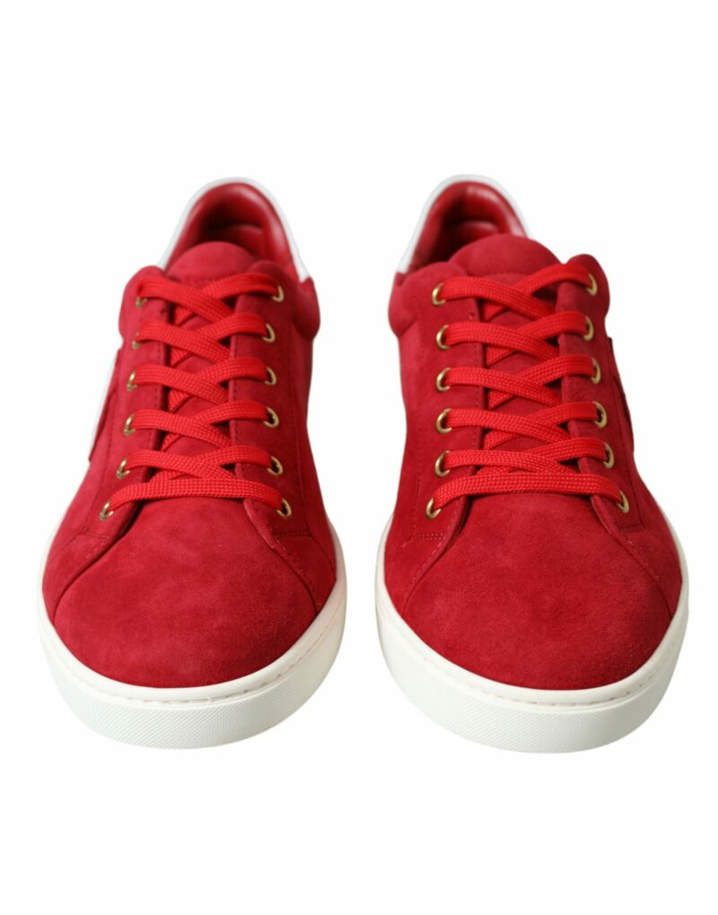 Dolce & Gabbana Elegant Red & White Leather Sneakers - Image 2