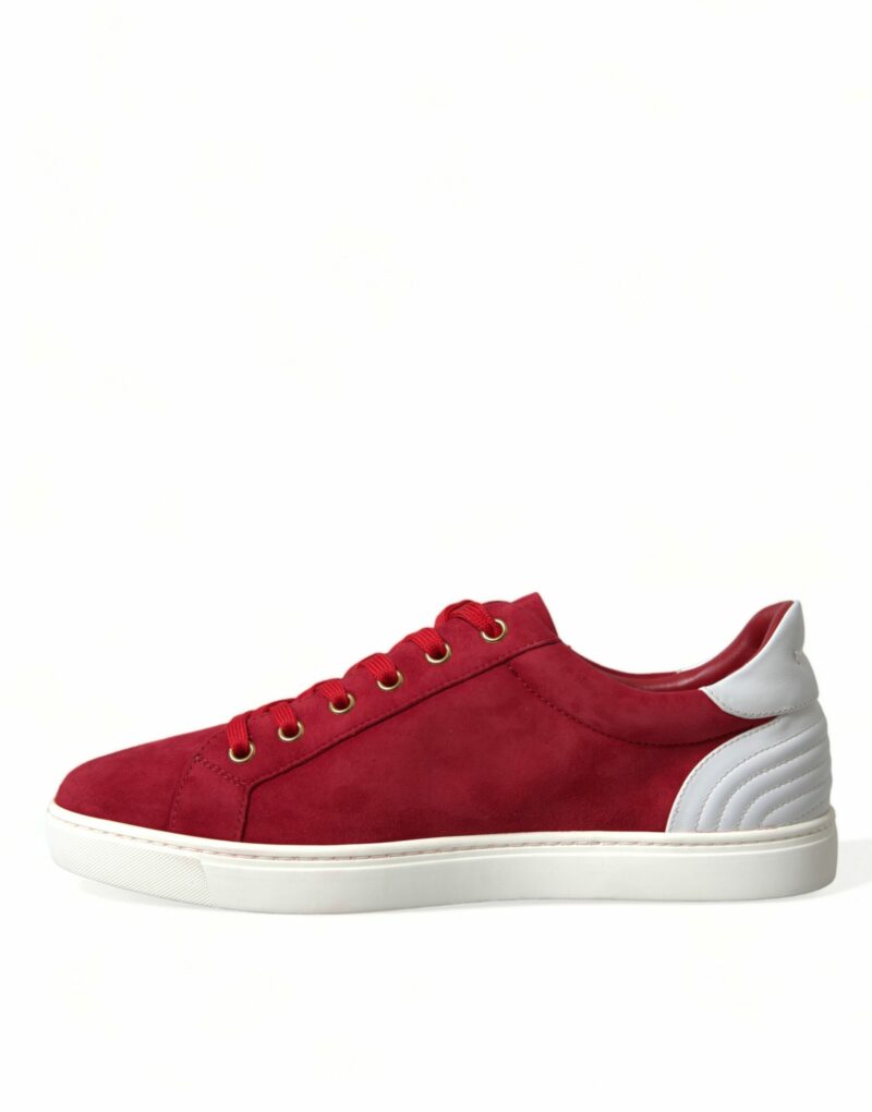 Dolce & Gabbana Elegant Red & White Leather Sneakers - Image 5