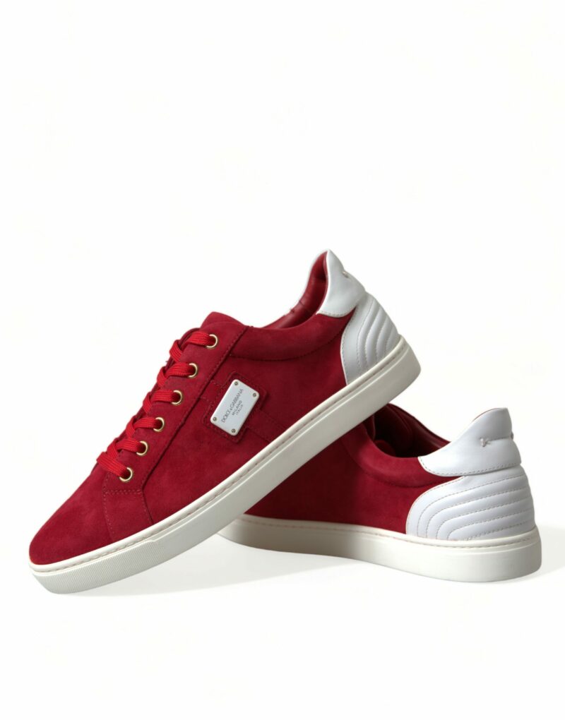 Dolce & Gabbana Elegant Red & White Leather Sneakers - Image 7