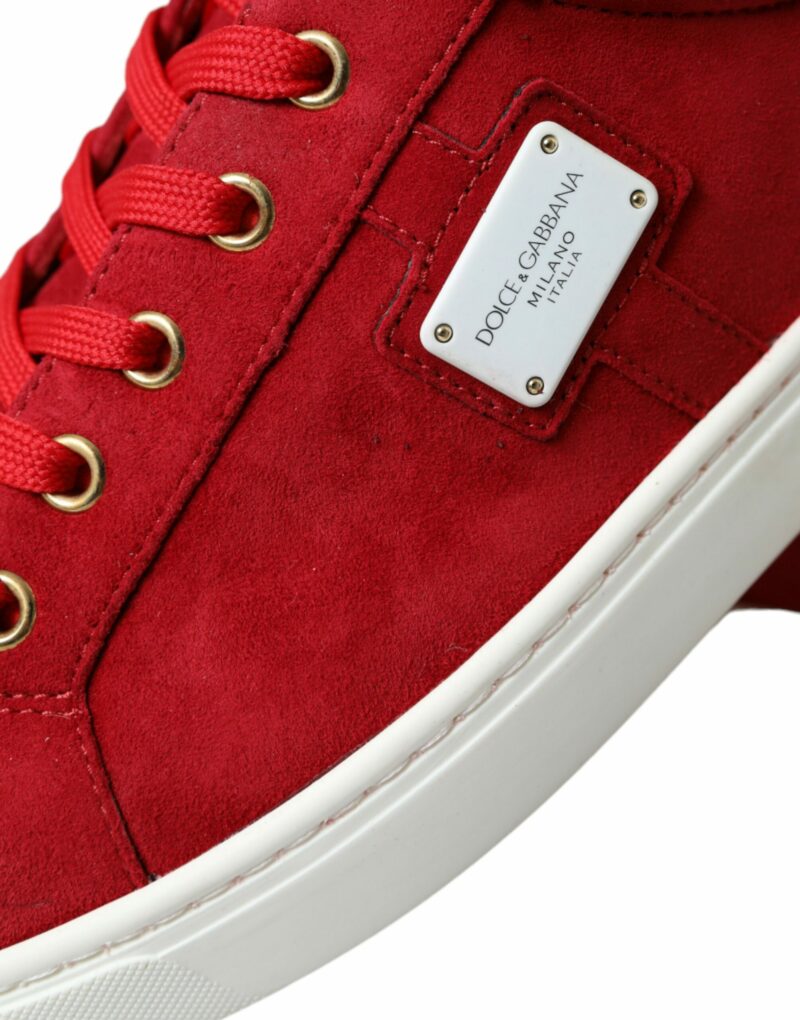 Dolce & Gabbana Elegant Red & White Leather Sneakers - Image 8