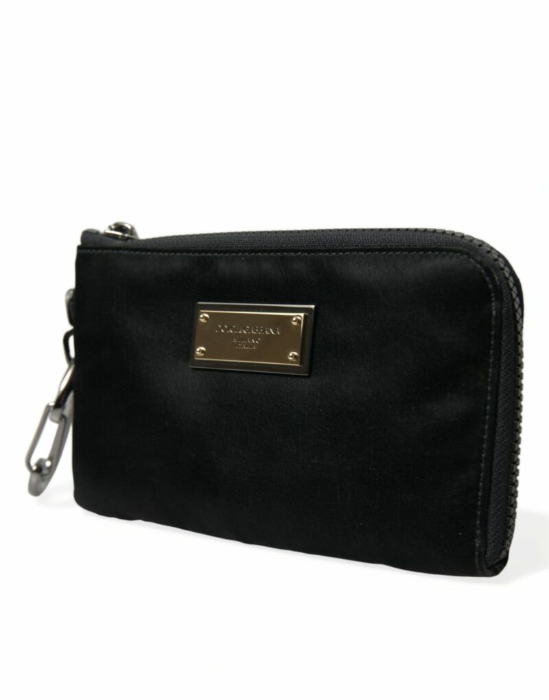 Dolce & Gabbana Elite Black Nylon & Leather Pouch with Logo Detail - Image 2