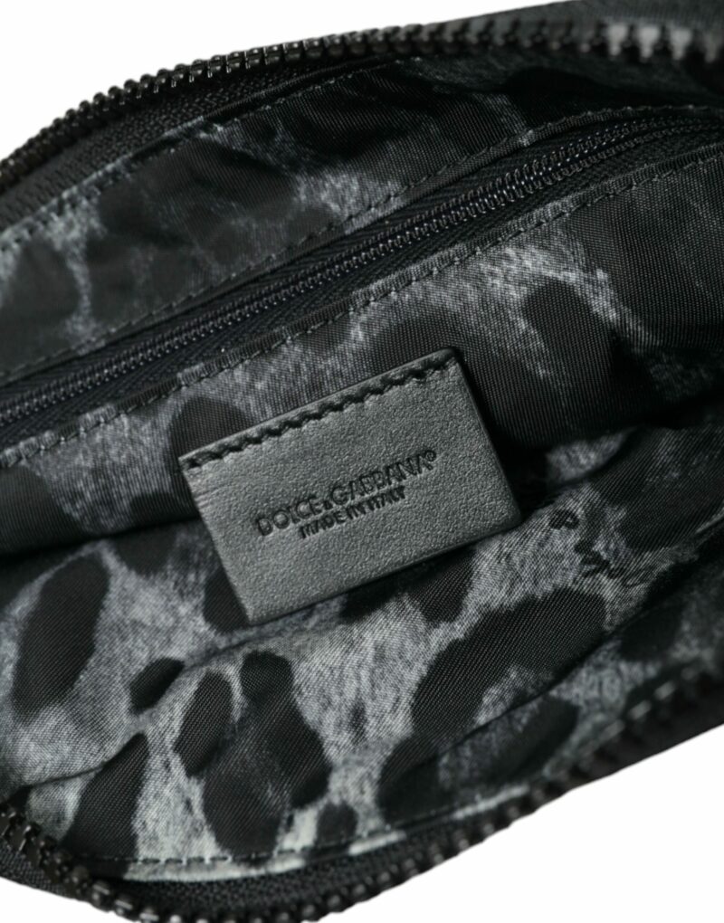 Dolce & Gabbana Elite Black Nylon & Leather Pouch with Logo Detail - Image 7