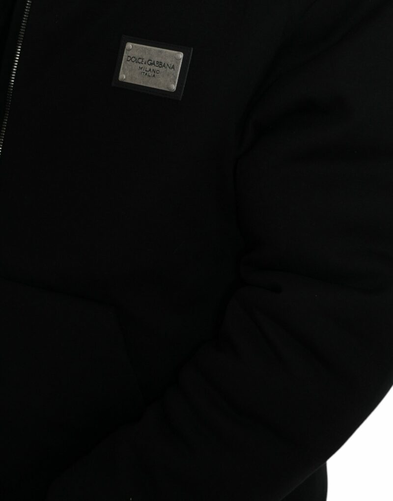 Dolce & Gabbana Elegant Black Bomber Jacket with Hood - Image 4
