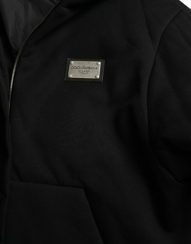 Dolce & Gabbana Elegant Black Bomber Jacket with Hood - Image 7