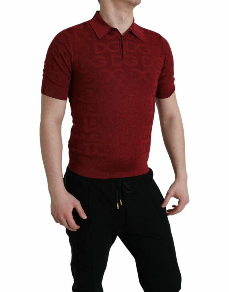 Dolce & Gabbana Elegant Silk Maroon Polo T-Shirt - Image 2