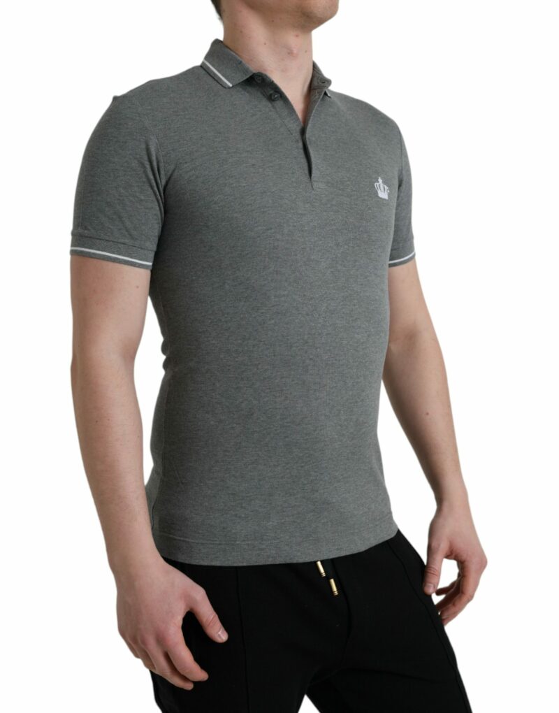 Dolce & Gabbana Elegant Grey Cotton Polo T-Shirt - Image 2