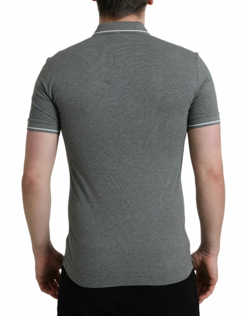 Dolce & Gabbana Elegant Grey Cotton Polo T-Shirt - Image 3