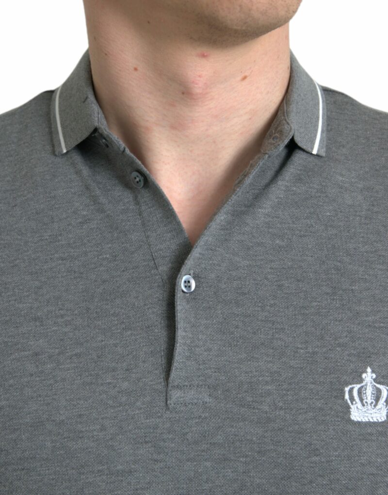 Dolce & Gabbana Elegant Grey Cotton Polo T-Shirt - Image 4