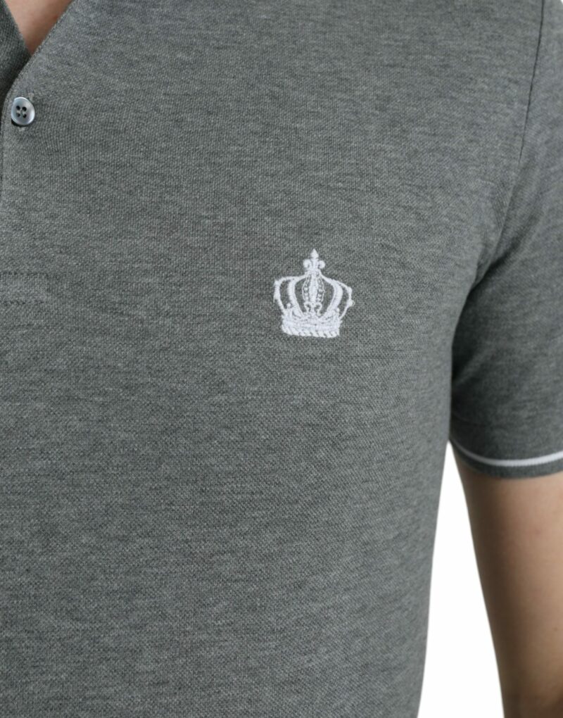 Dolce & Gabbana Elegant Grey Cotton Polo T-Shirt - Image 5