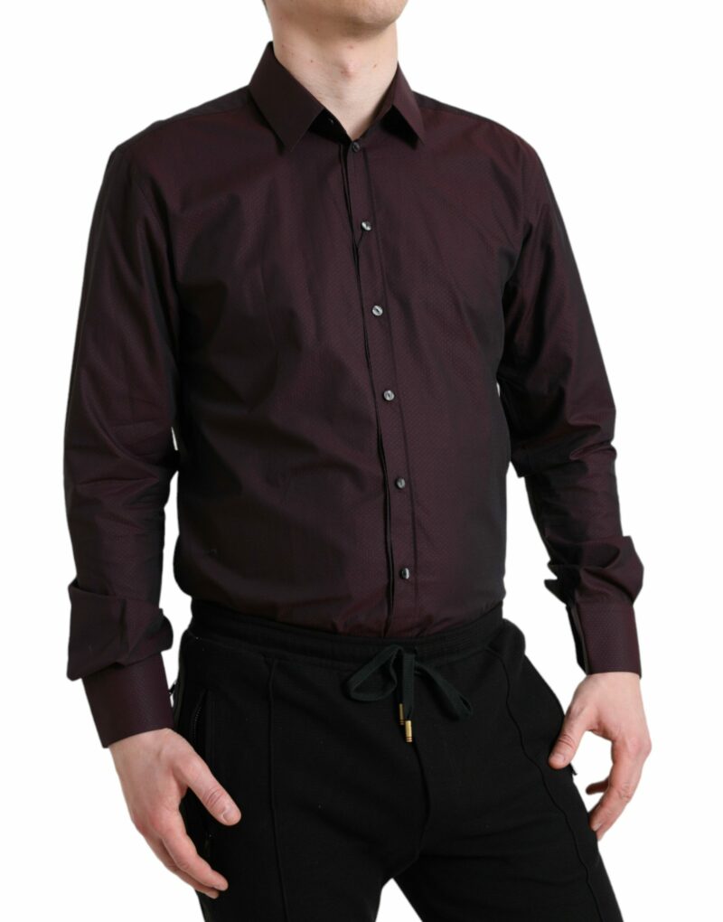 Dolce & Gabbana Elegant Maroon Martini Dress Shirt - Image 2