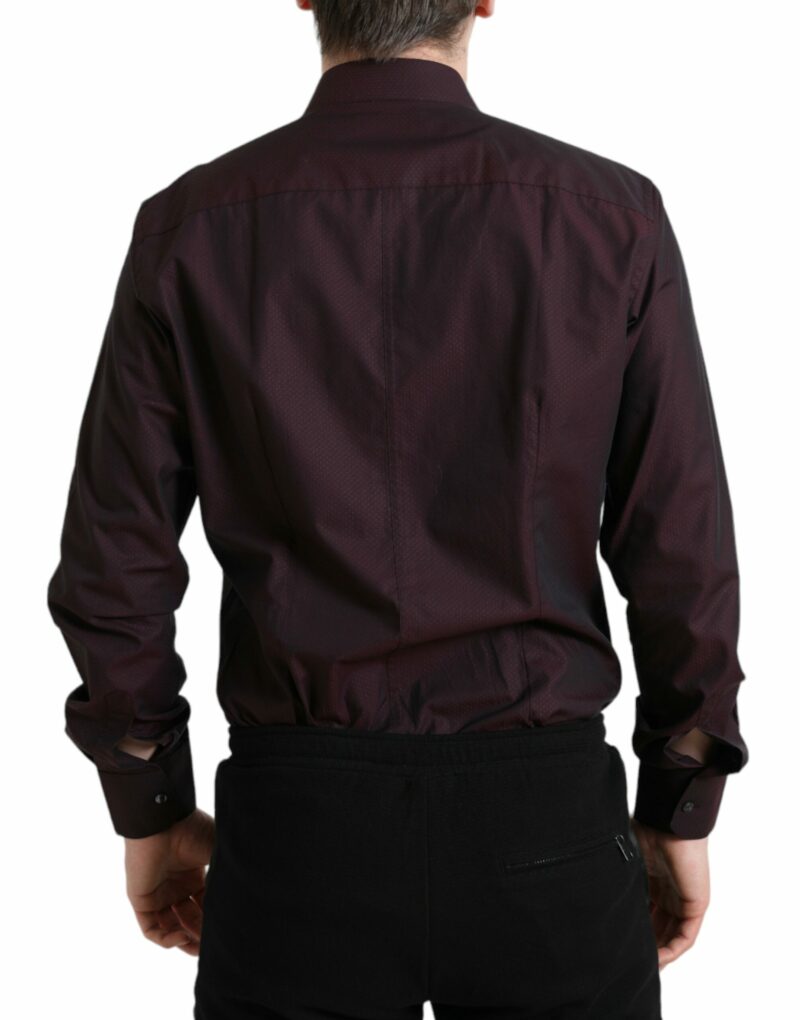 Dolce & Gabbana Elegant Maroon Martini Dress Shirt - Image 3