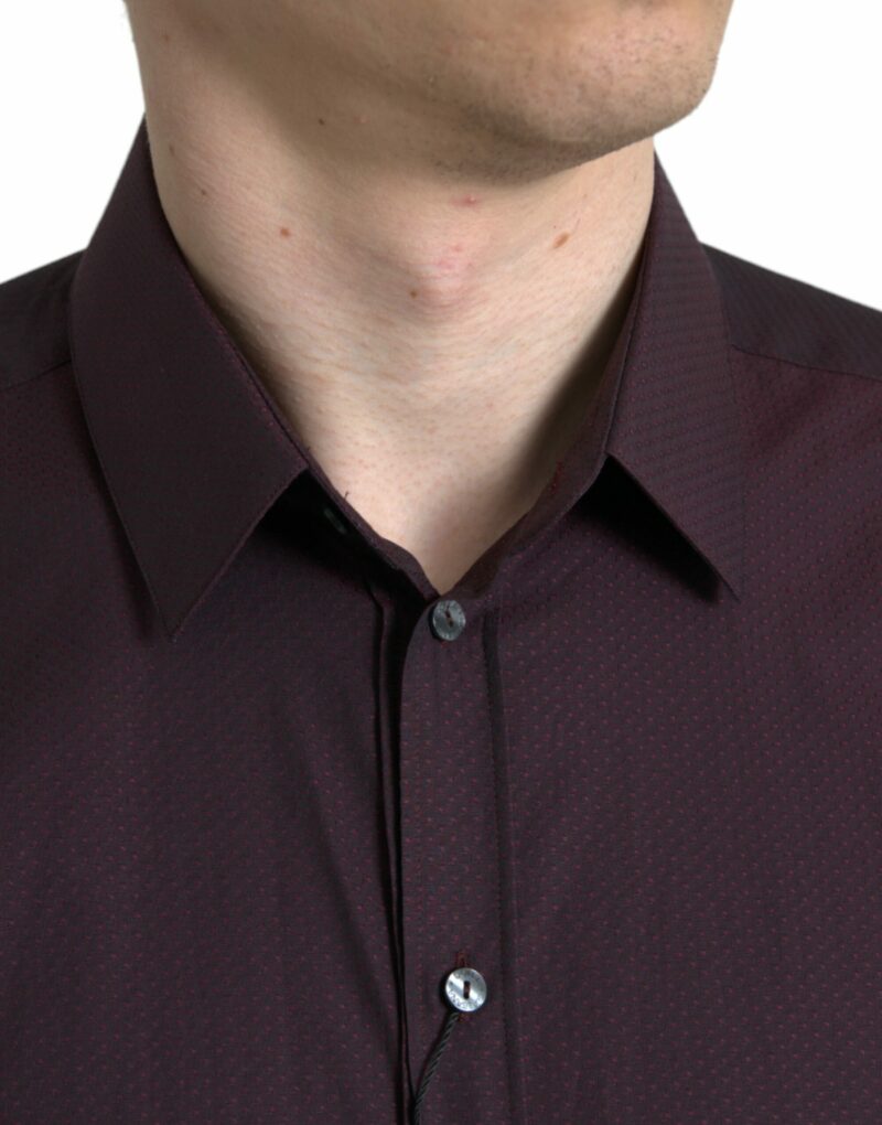 Dolce & Gabbana Elegant Maroon Martini Dress Shirt - Image 4