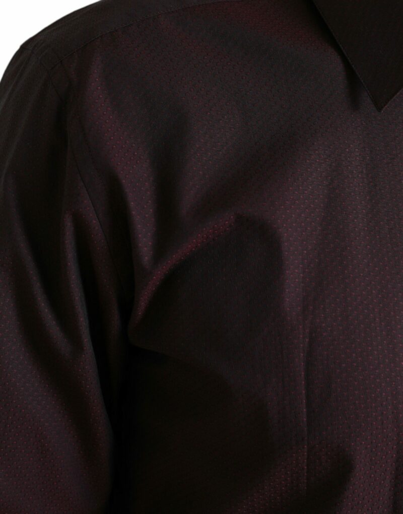 Dolce & Gabbana Elegant Maroon Martini Dress Shirt - Image 5
