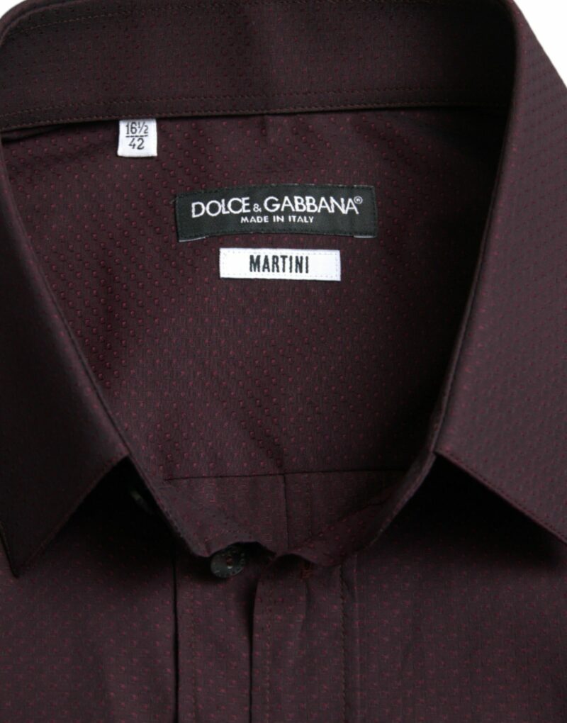 Dolce & Gabbana Elegant Maroon Martini Dress Shirt - Image 6
