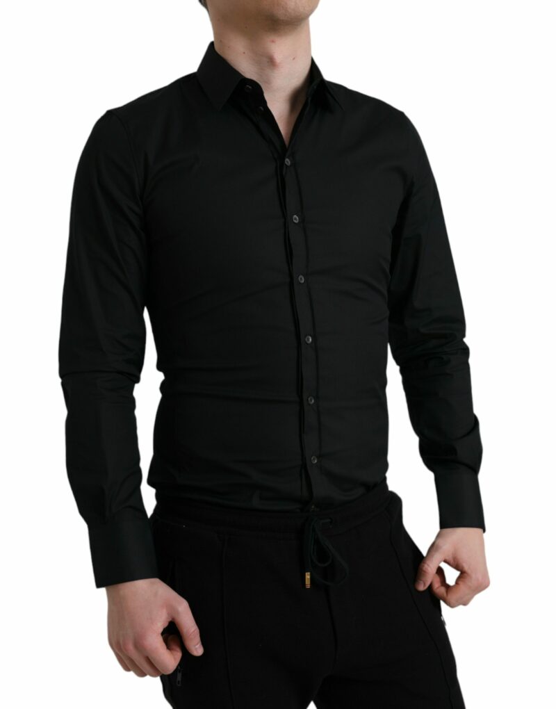 Dolce & Gabbana Elegant Black Slim Fit Italian Dress Shirt - Image 2