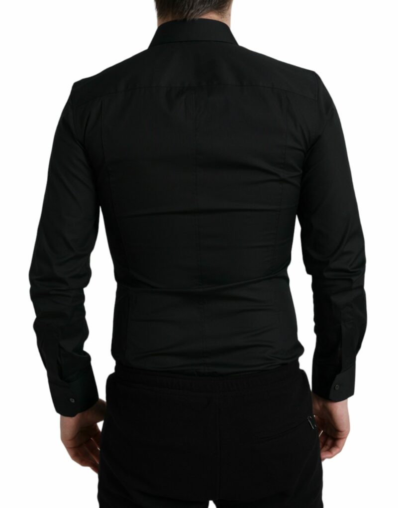 Dolce & Gabbana Elegant Black Slim Fit Italian Dress Shirt - Image 3