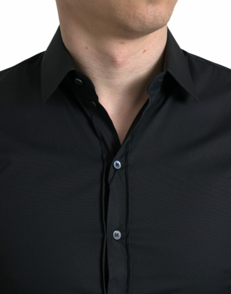 Dolce & Gabbana Elegant Black Slim Fit Italian Dress Shirt - Image 4